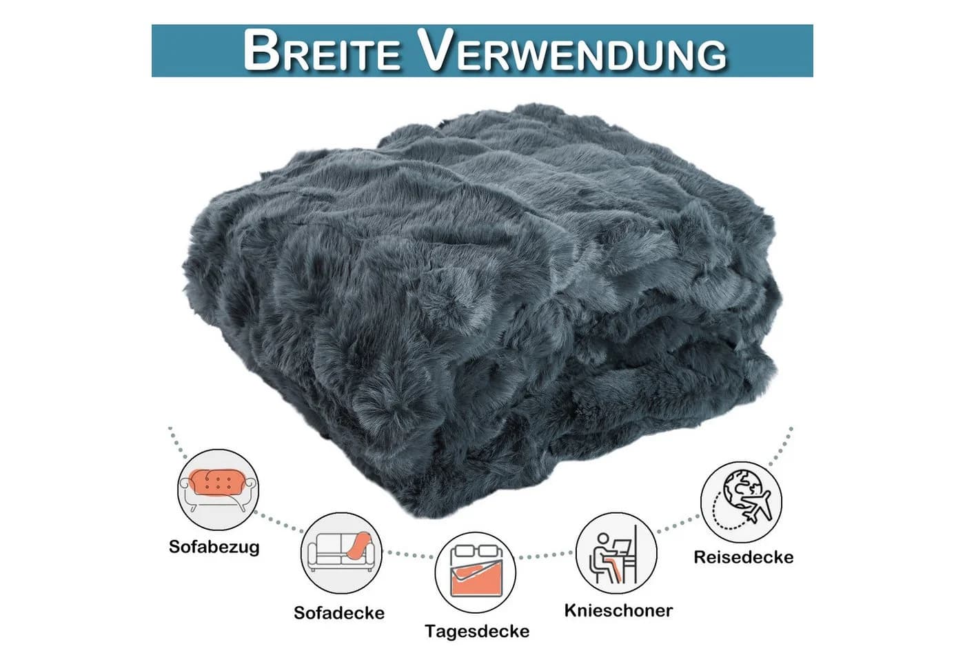 Sunicol Überwurf Plüsch Kuscheldecke Grau Flauschig - Bild 4