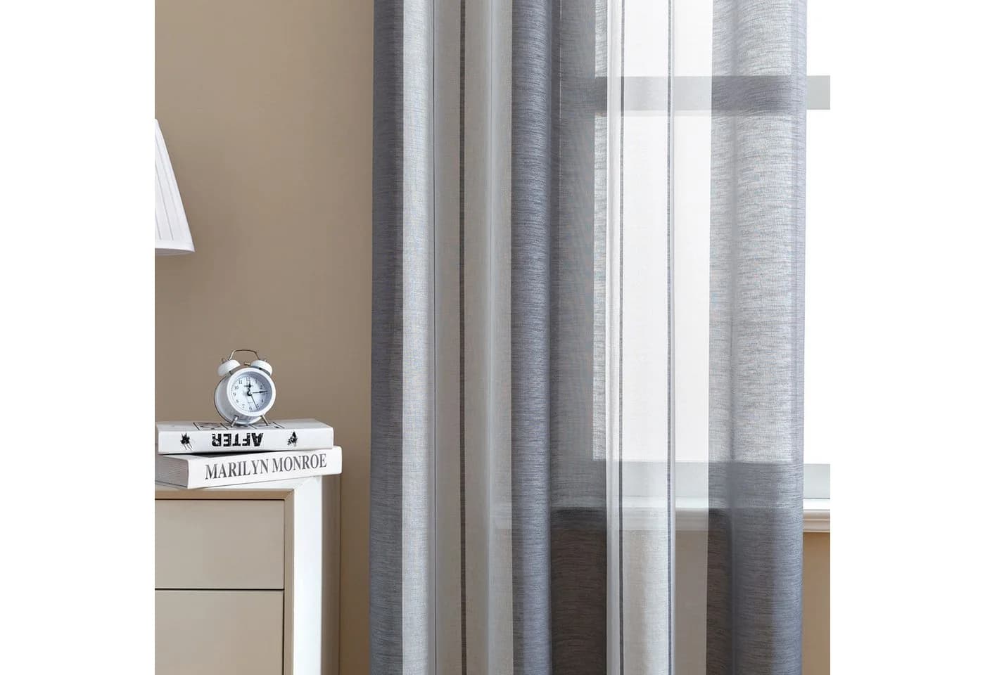 Sunicol Gardine 2er Set Voile Vorhang Zweifarbiger Transparenter Vorhang mit Ösen - Bild 3