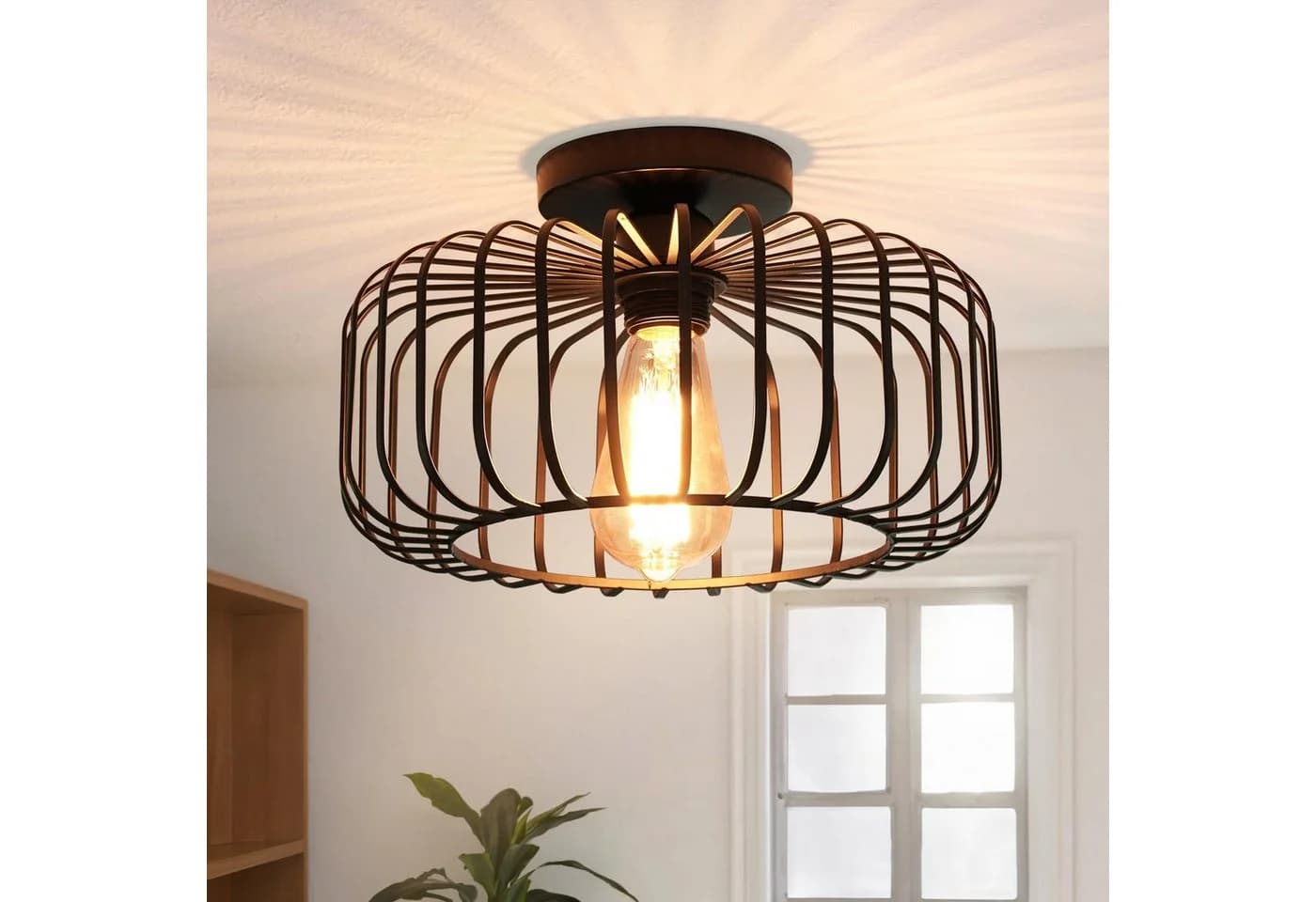 Sunicol Deckenleuchte LED Metall E27 Schwarz Gold - Bild 2