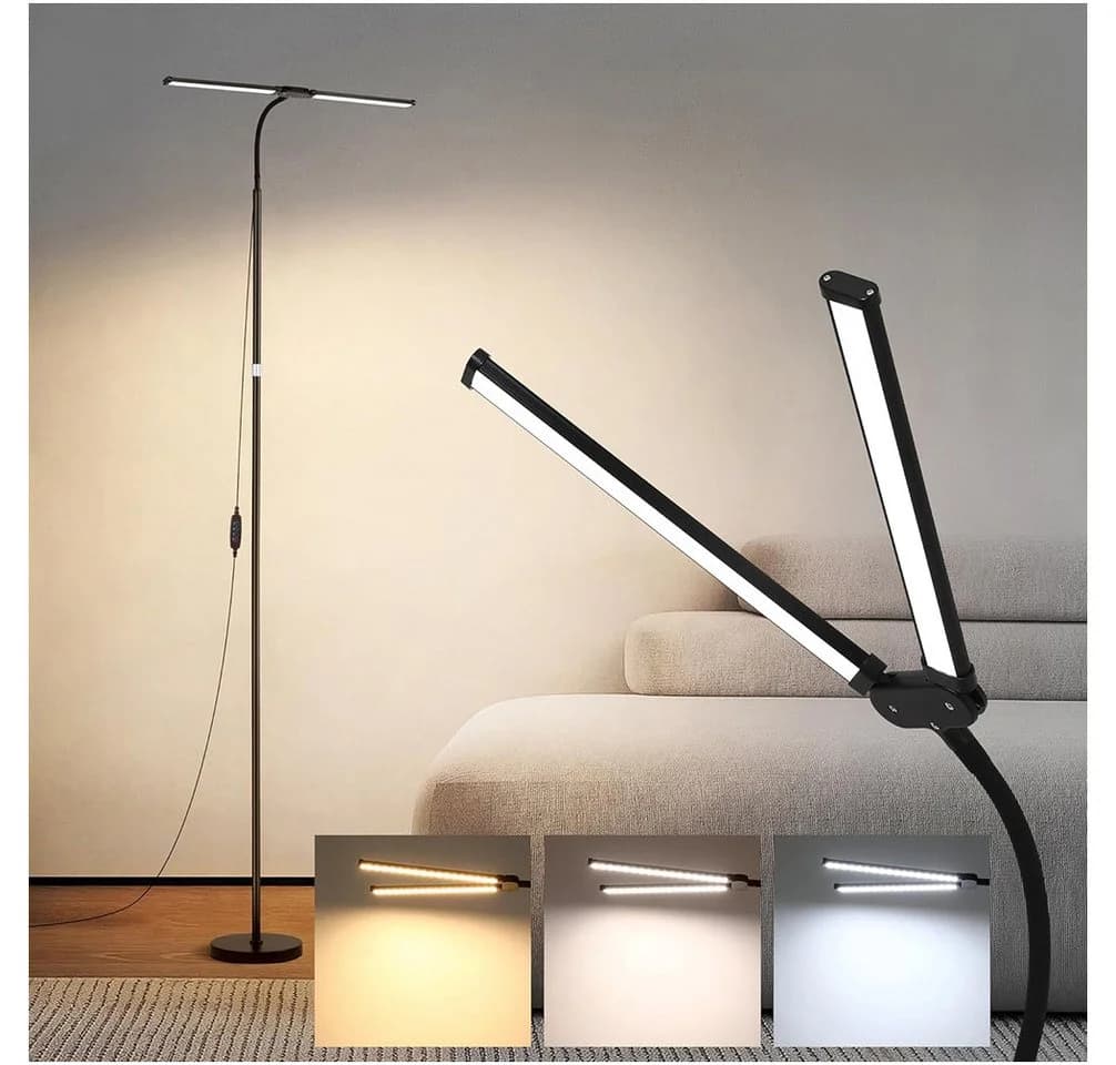 Sunicol LED Stehlampe Dimmbar Doppelkopf Schwarz Touch Steuerung - Bild 2