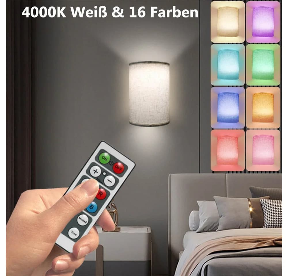 Sunicol LED Wandleuchte 2er Set Dimmbar Wiederaufladbar