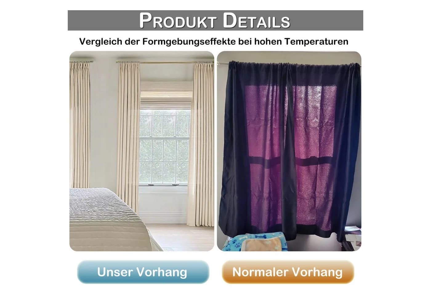 SERBASIC Gardine Leinenoptik Halbtransparent mit Quetschfalten 2er-Set - Bild 4