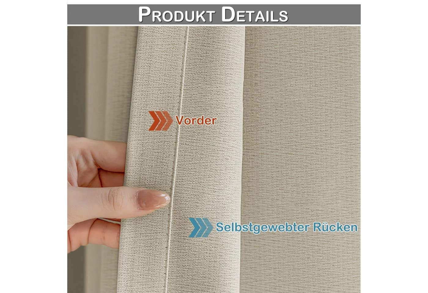 SERBASIC Extra Breite Gardine Beige Blickdicht mit Schiene