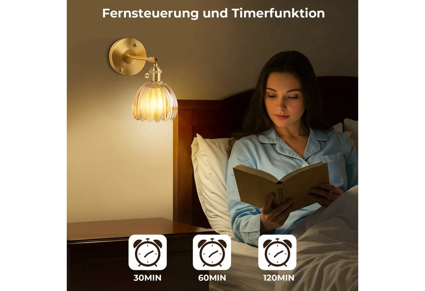 Sunicol LED Wandleuchte Dimmbar Wiederaufladbar Gold 3 Farbtemperaturen+RGB - Bild 3