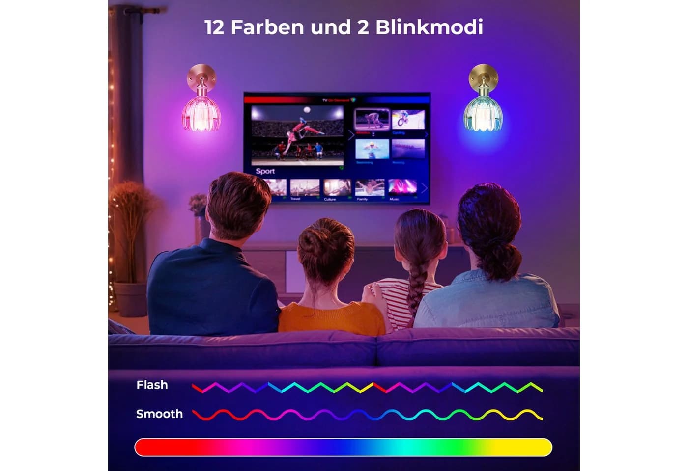 Sunicol LED Wandleuchte Dimmbar Wiederaufladbar Gold 3 Farbtemperaturen+RGB - Bild 4