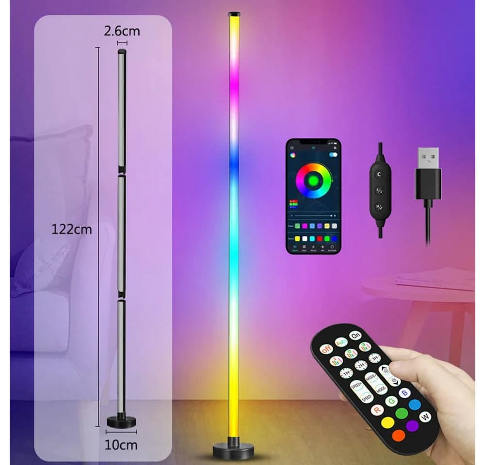 Sunicol LED Stehlampe Smart RGB Schwarz mit App & Fernbedienung