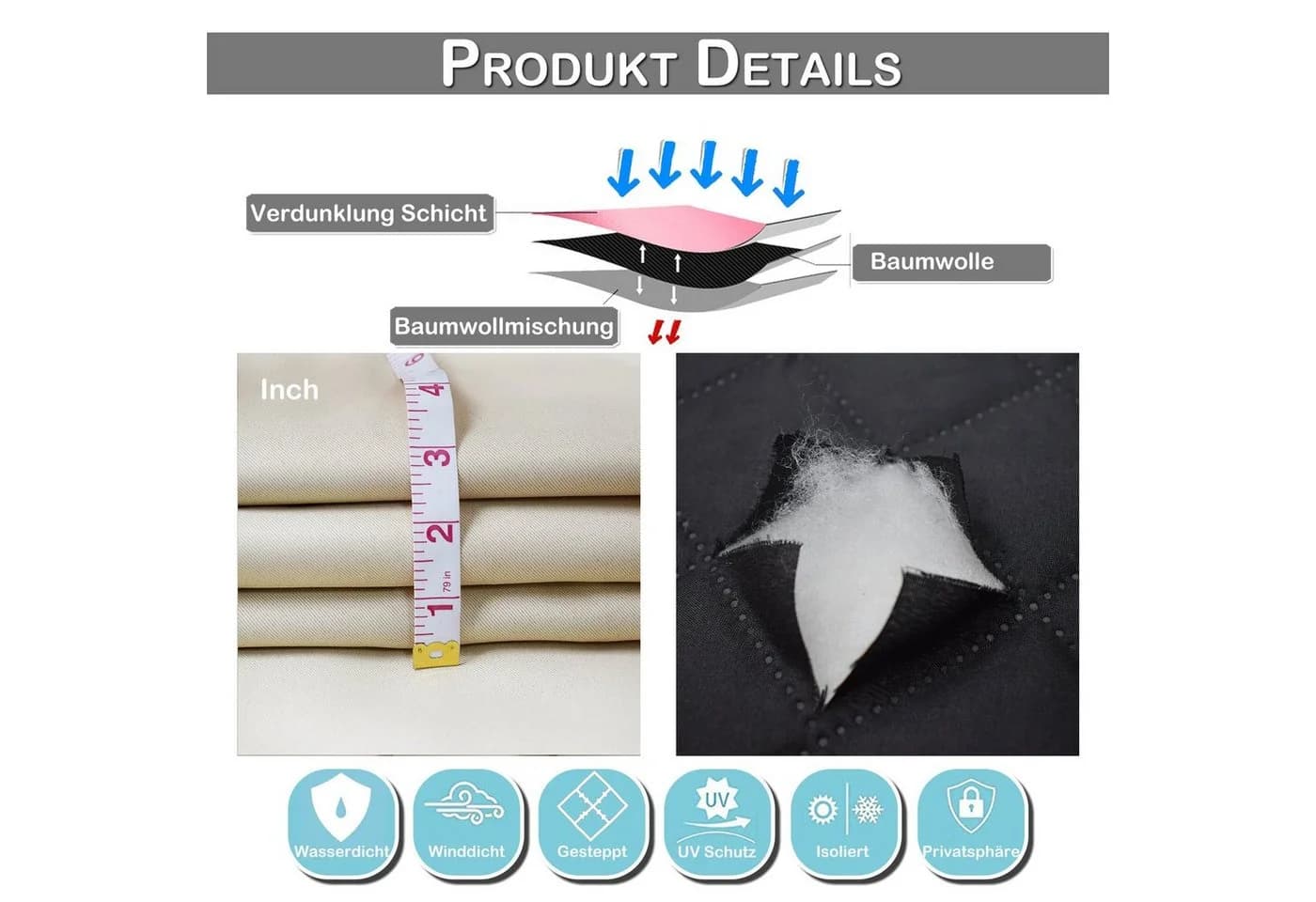 Sunicol Verdunklungsvorhang Blickdicht mit Ösen Beige