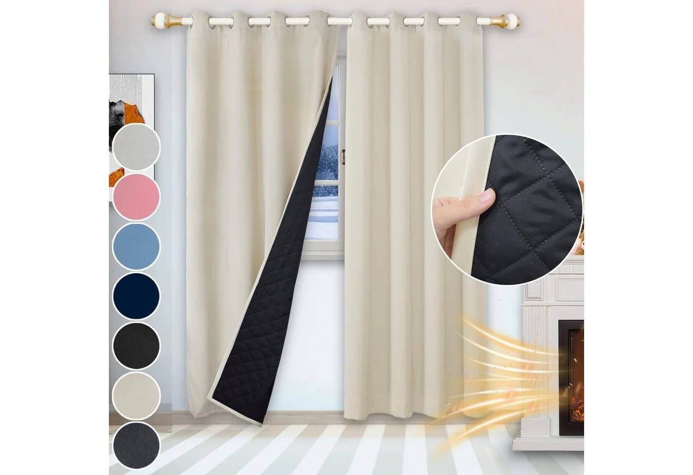Sunicol Verdunklungsvorhang Blickdicht mit Ösen Beige - Bild 2