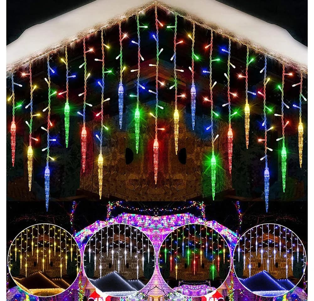 Rosnek LED-Lichtervorhang Eiszapfen-Anhänger 8 Modi Timer Weihnachtsdeko - Bild 2