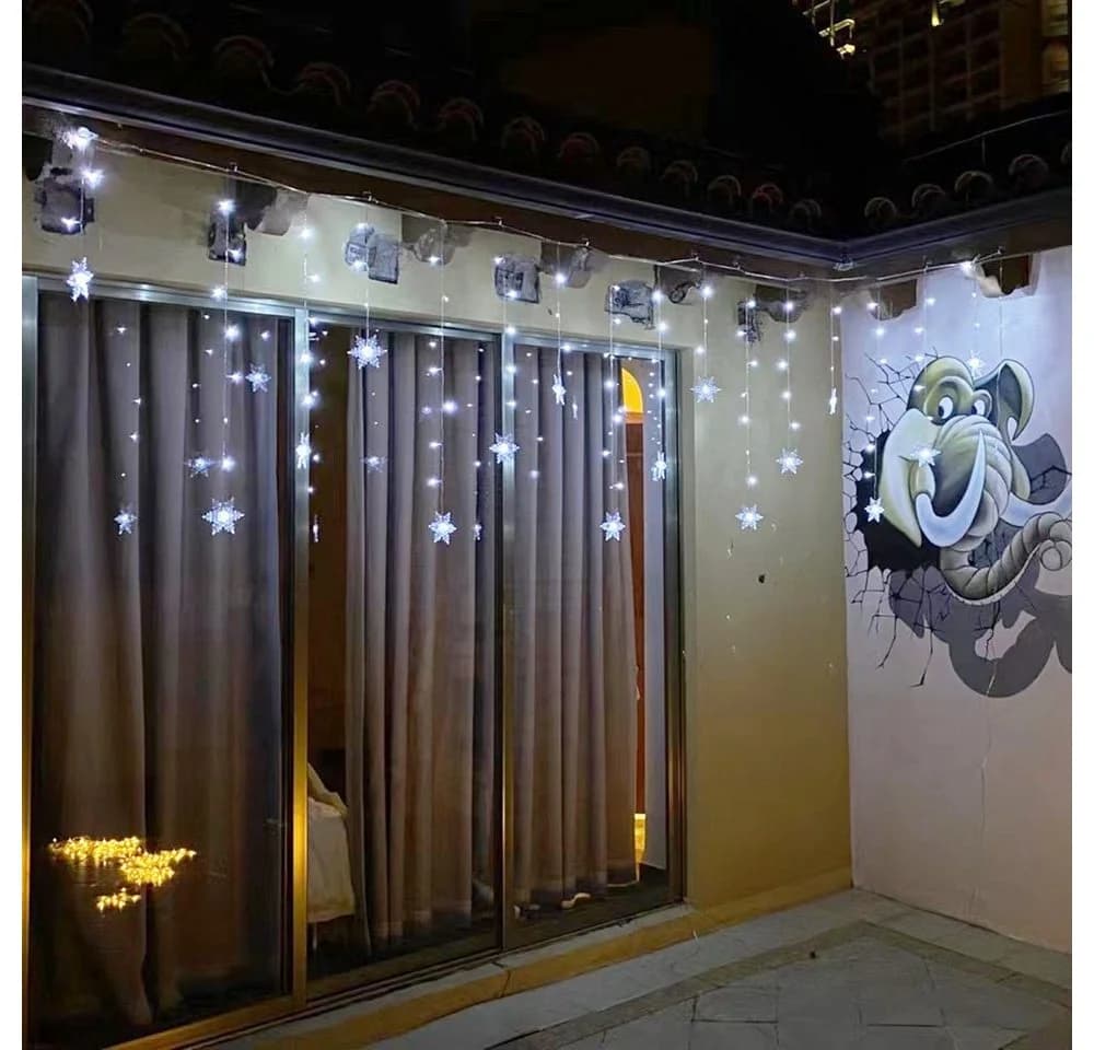Rosnek LED-Lichtervorhang Schneeflocke Weiß 8 Modi Timer - Bild 5