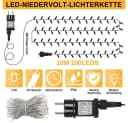 SERBASIC LED-Lichterkette 20-100m mit Timer, 8 Modi, Warmweiß, Weiß, Mehrfarbig, Blau Bild 1