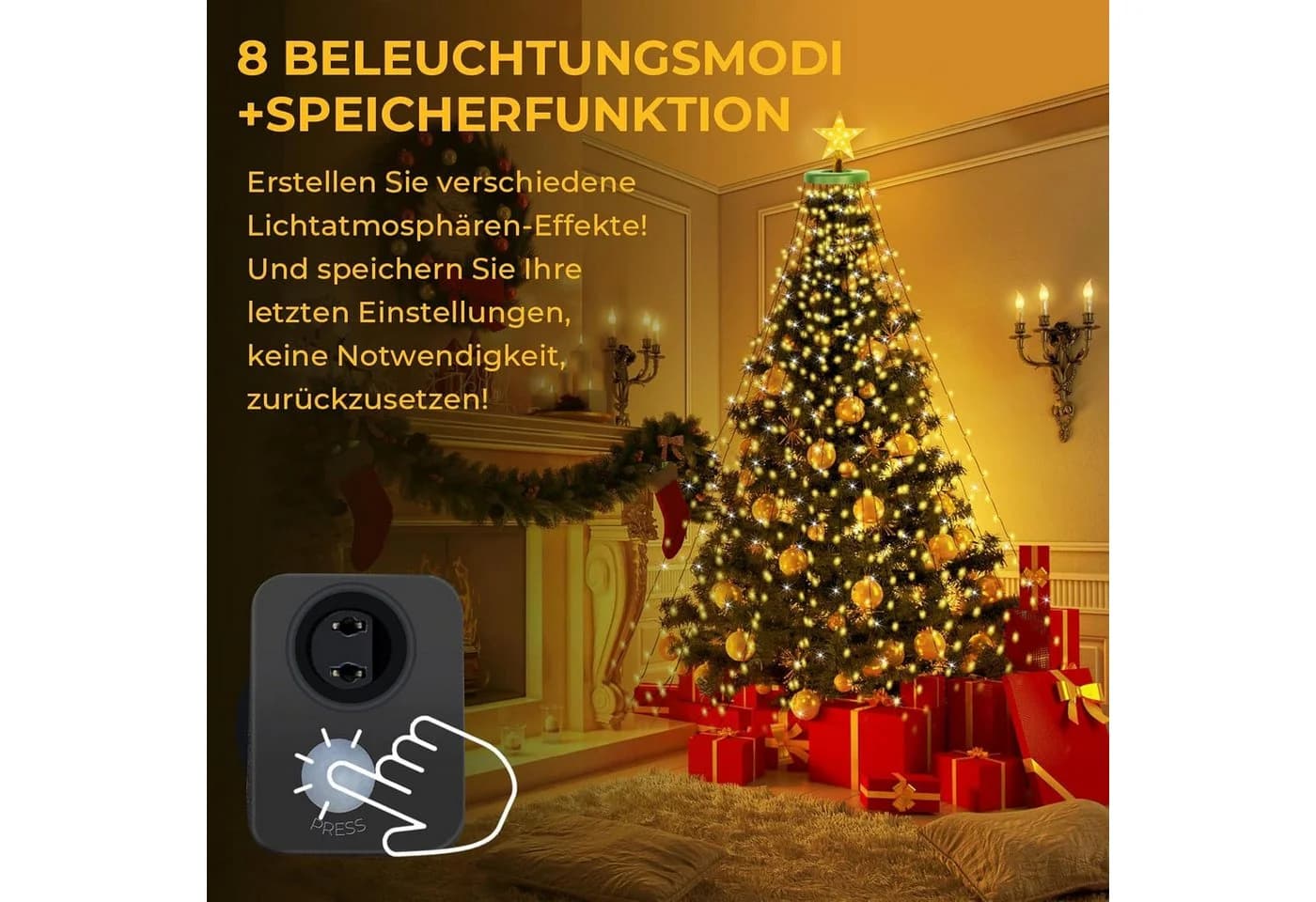 SERBASIC LED-Lichterkette mit Stern-Aufsatz und Timer - Bild 4