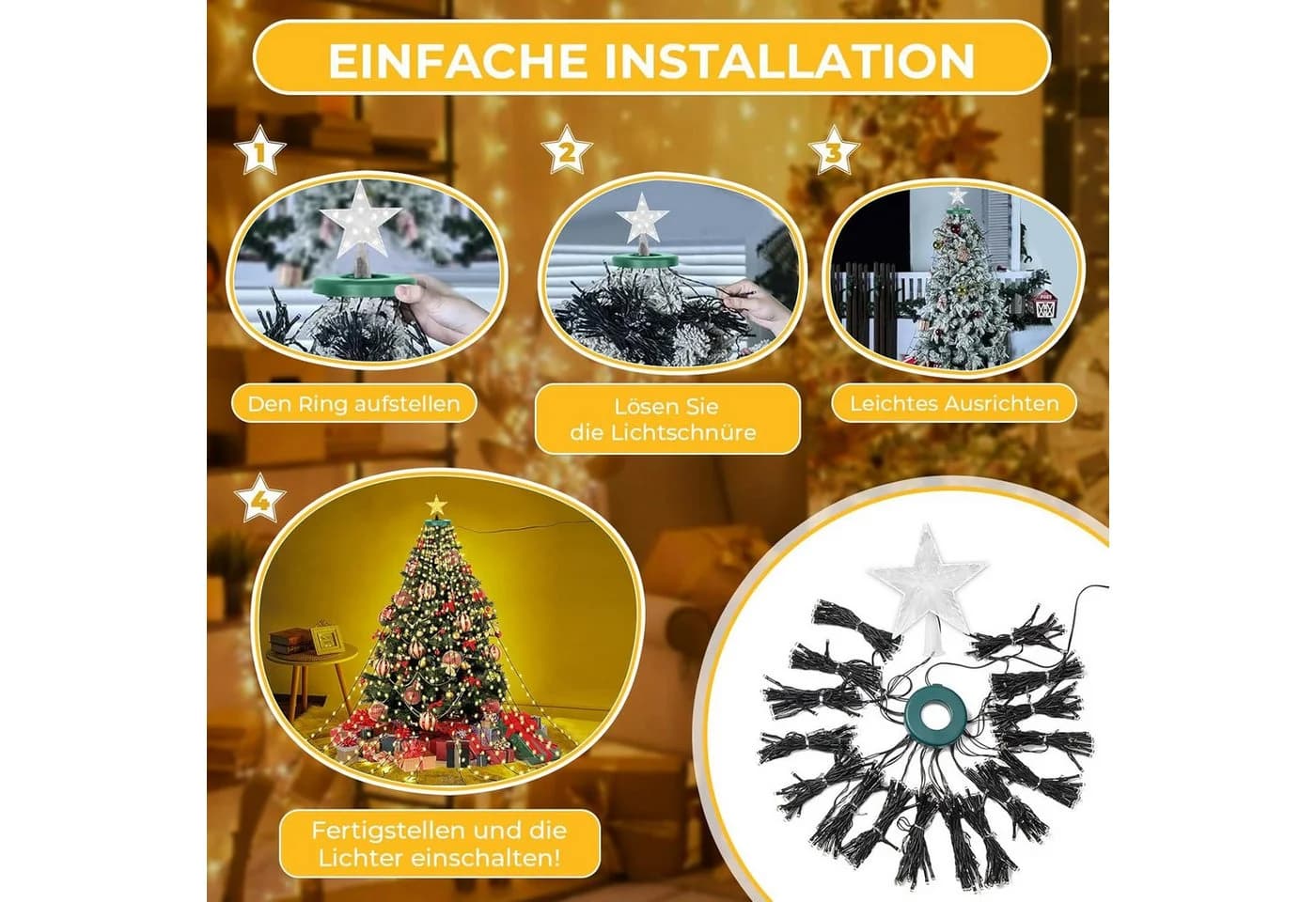 SERBASIC LED-Lichterkette mit Stern-Aufsatz und Timer - Bild 5