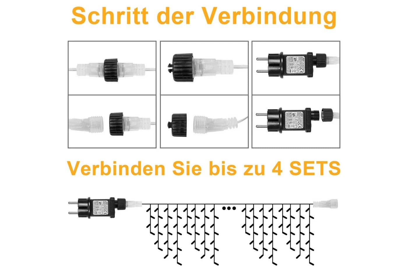 SERBASIC LED Eisregen Lichterkette mit Timer & 8 Modi - Bild 4