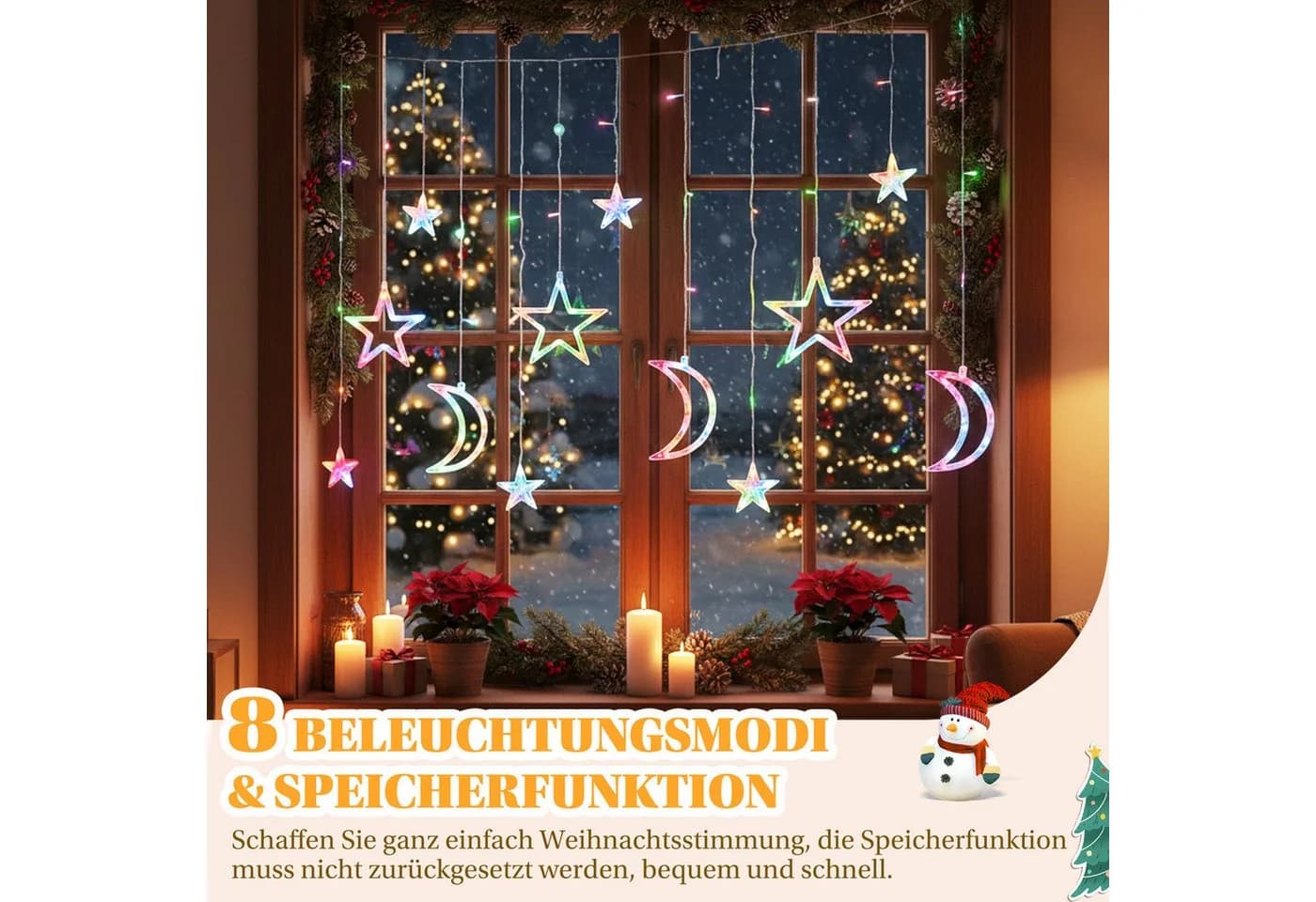 SERBASIC Lichterkette 3.5M mit 123 LEDs Timer 8 Modi Warmweiß Bunt