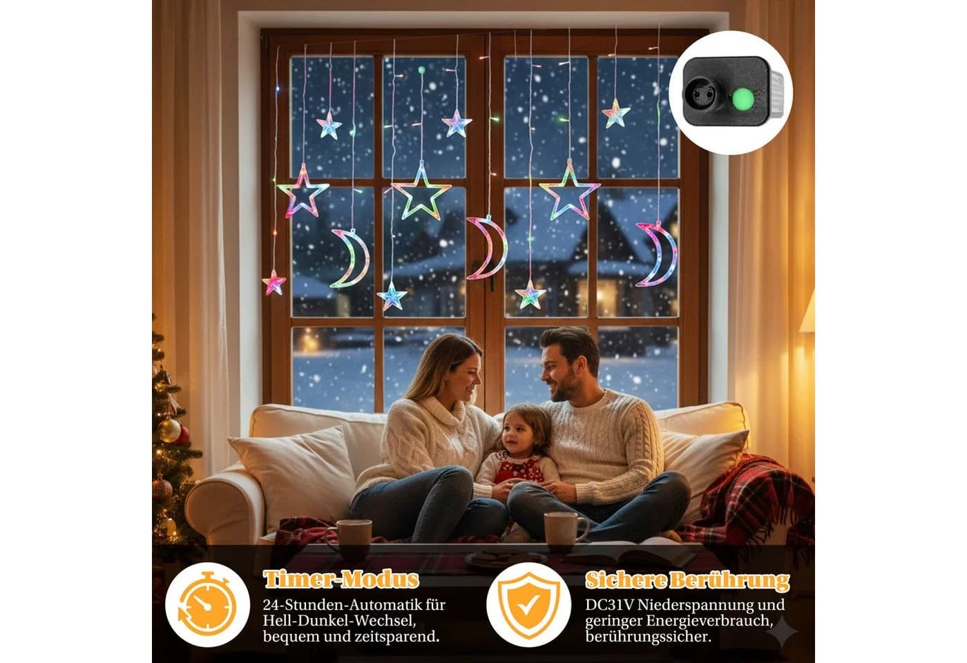 SERBASIC Lichterkette 3.5M mit 123 LEDs Timer 8 Modi Warmweiß Bunt - Bild 5