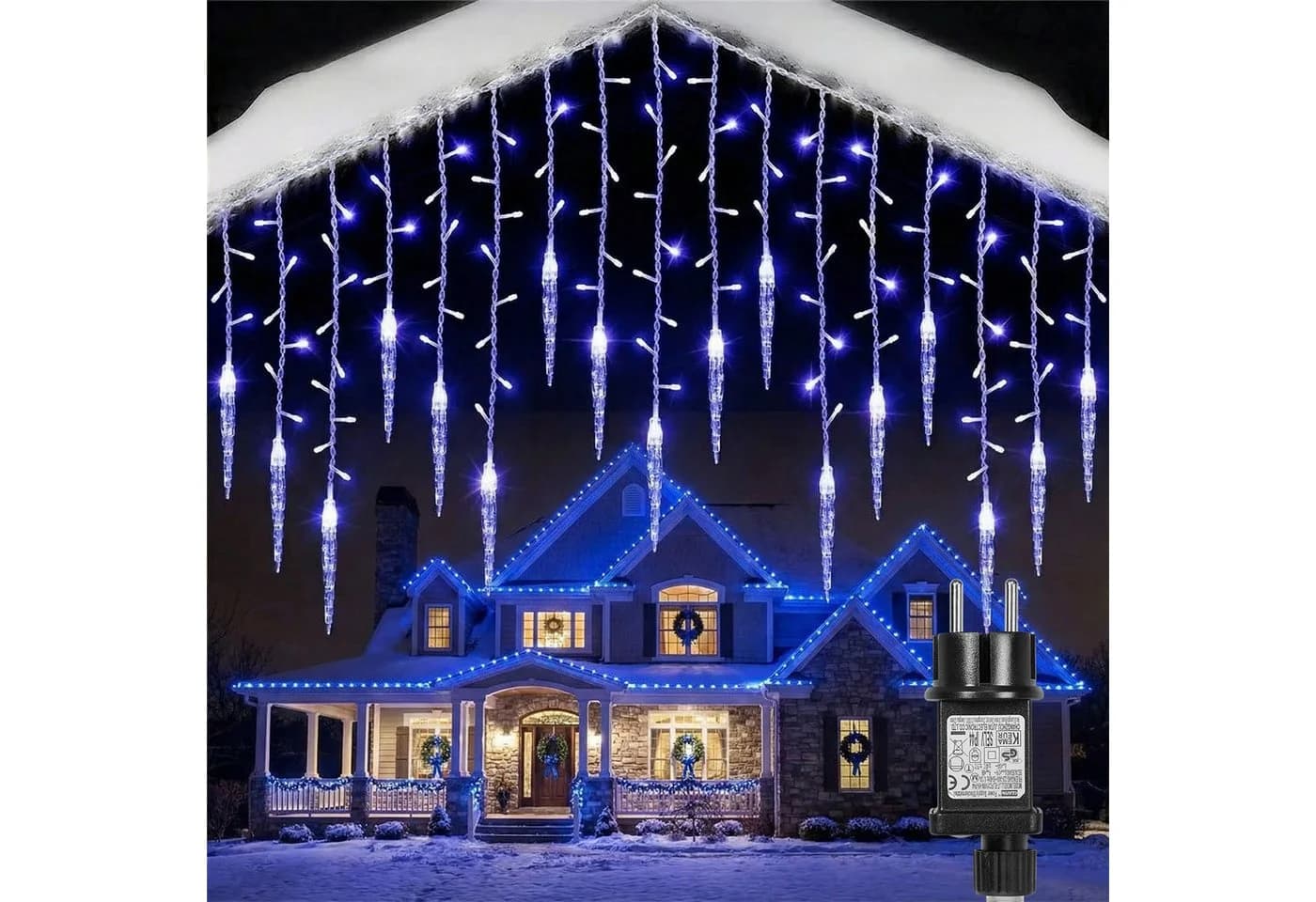 SERBASIC LED Eisregen Lichtervorhang mit Timer und 8 Modi - Bild 2