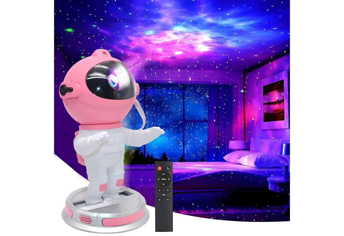 Rosnek LED Nachtlicht Upgraded Rosa mit Sternenhimmel & Timer - Bild 2