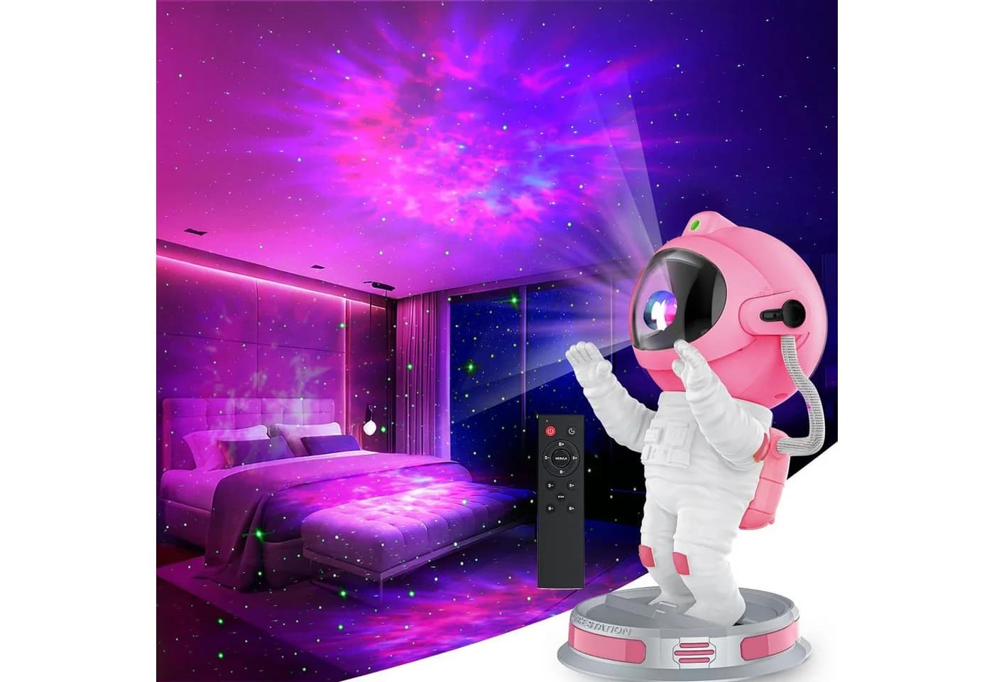Rosnek LED Nachtlicht Upgraded Rosa mit Sternenhimmel & Timer - Bild 5