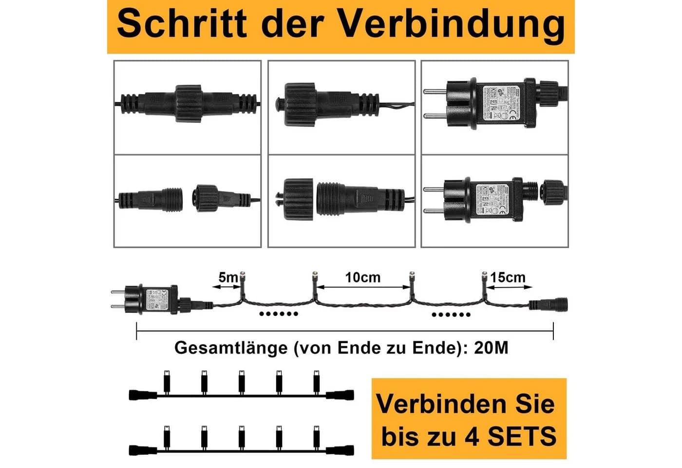 Rosnek LED-Baummantel Warmweiß 8 Modi Timer - Bild 3