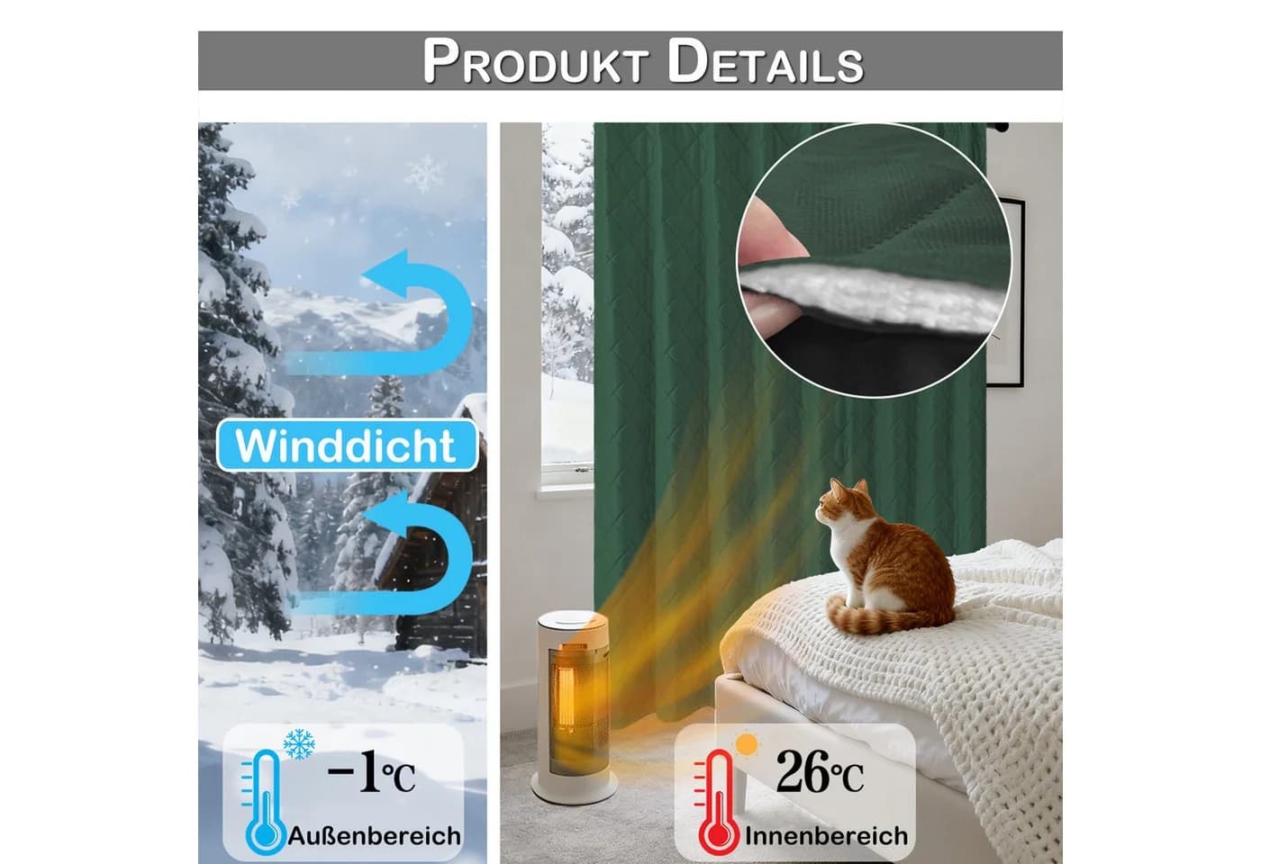 Sunicol Gardine Raumteiler Vorhang Doppellagig Lärmschutz Verdunkelungsvorhang Blickdicht Winter Thermovorhänge Schlafzimmer Extrabreit