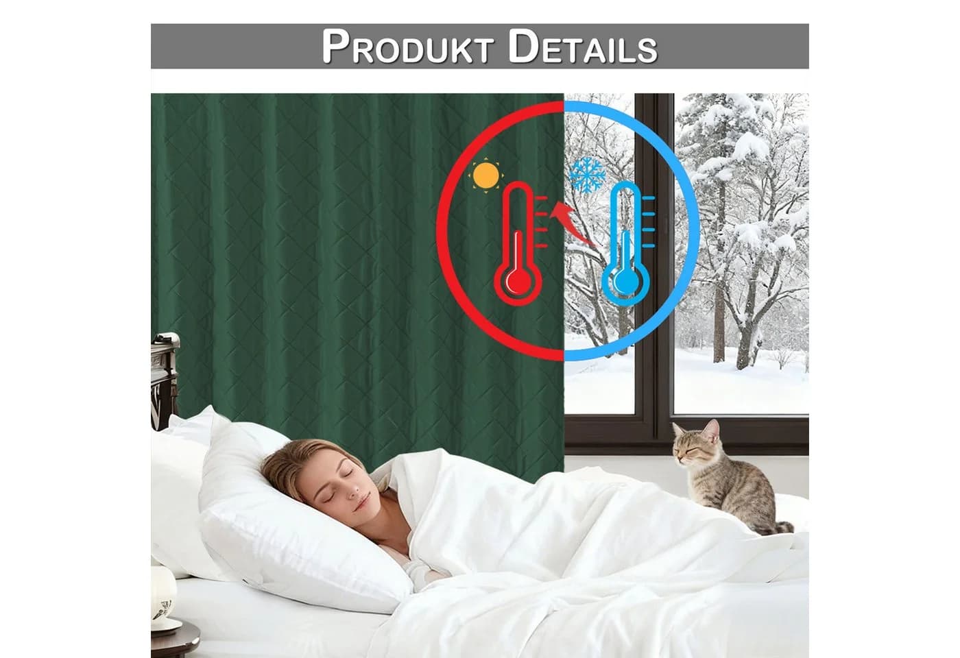 Sunicol Gardine Raumteiler Vorhang Doppellagig Lärmschutz Verdunkelungsvorhang Blickdicht Winter Thermovorhänge Schlafzimmer Extrabreit - Bild 5