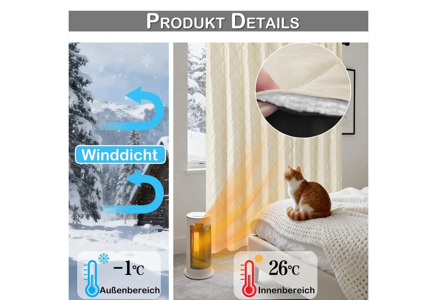 Sunicol Samt-Quiltvorhang Beige Lärmschutz Verdunkelung Extrabreit