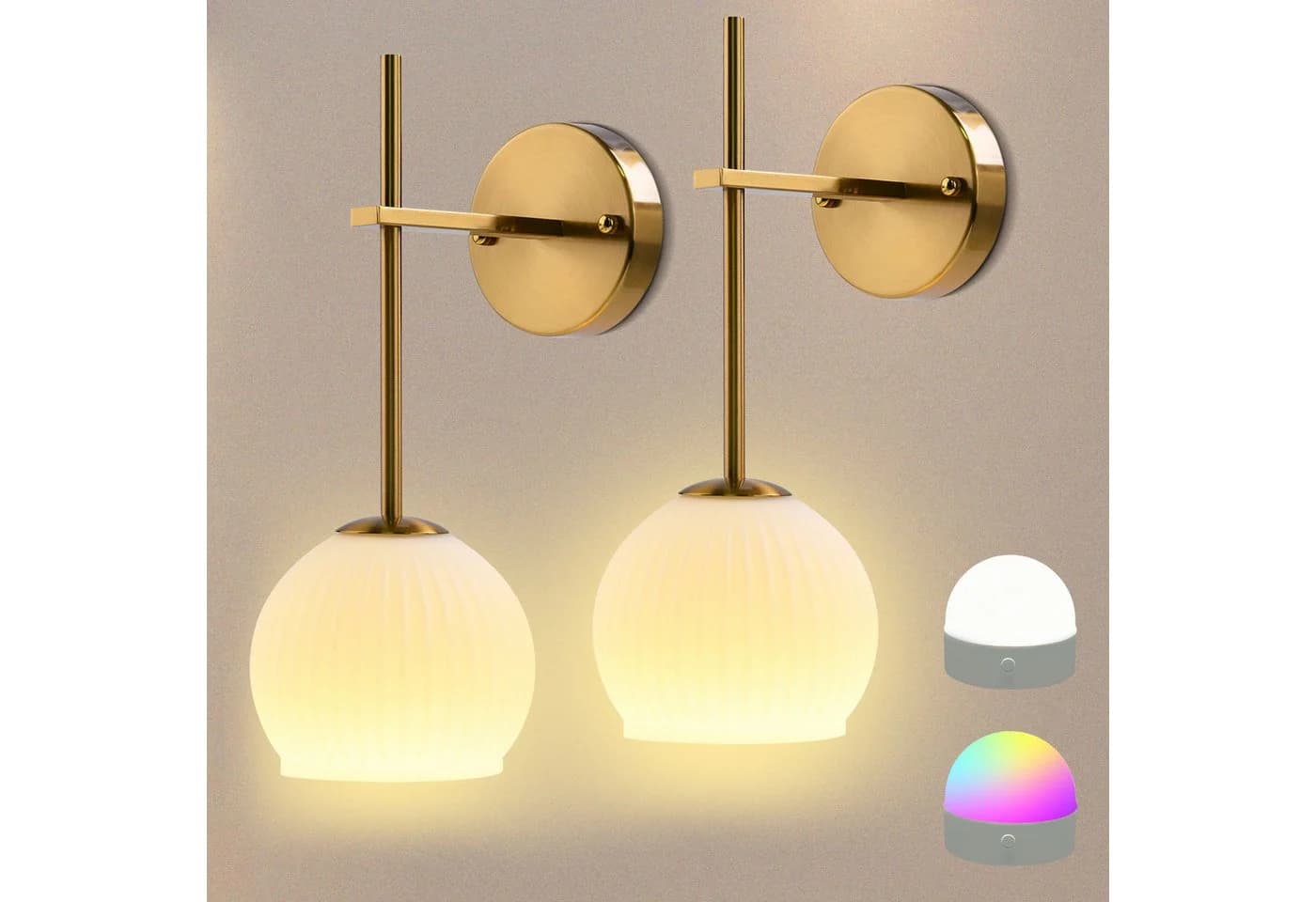 Lapalife Wandleuchte Dimmbar Wiederaufladbar LED Gold 2 Stück - Bild 2