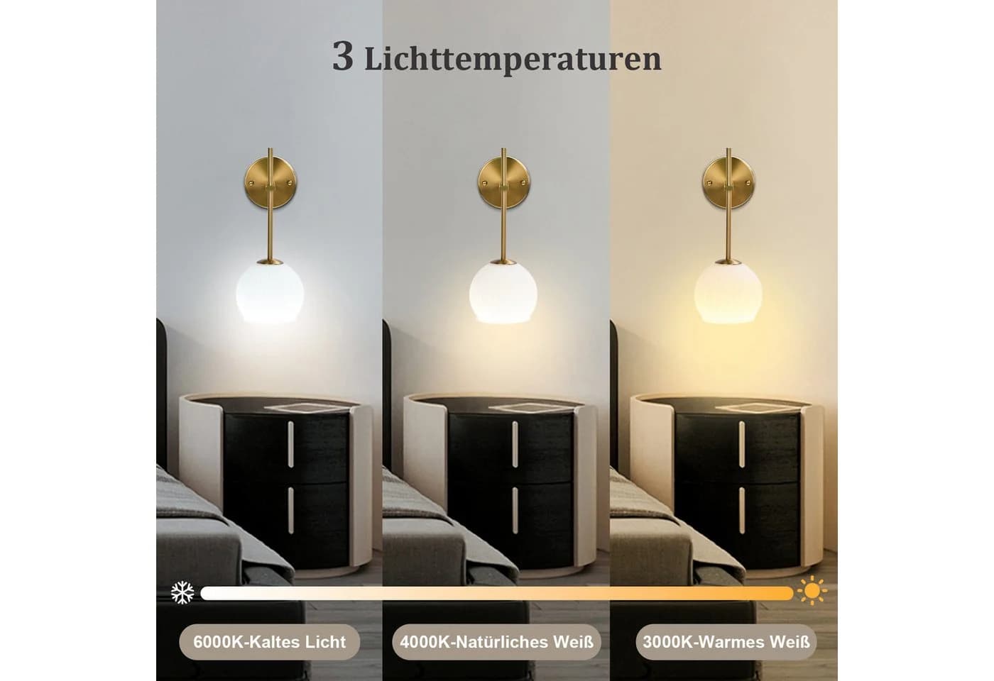 Lapalife Wandleuchte Dimmbar Wiederaufladbar LED Gold 2 Stück - Bild 4