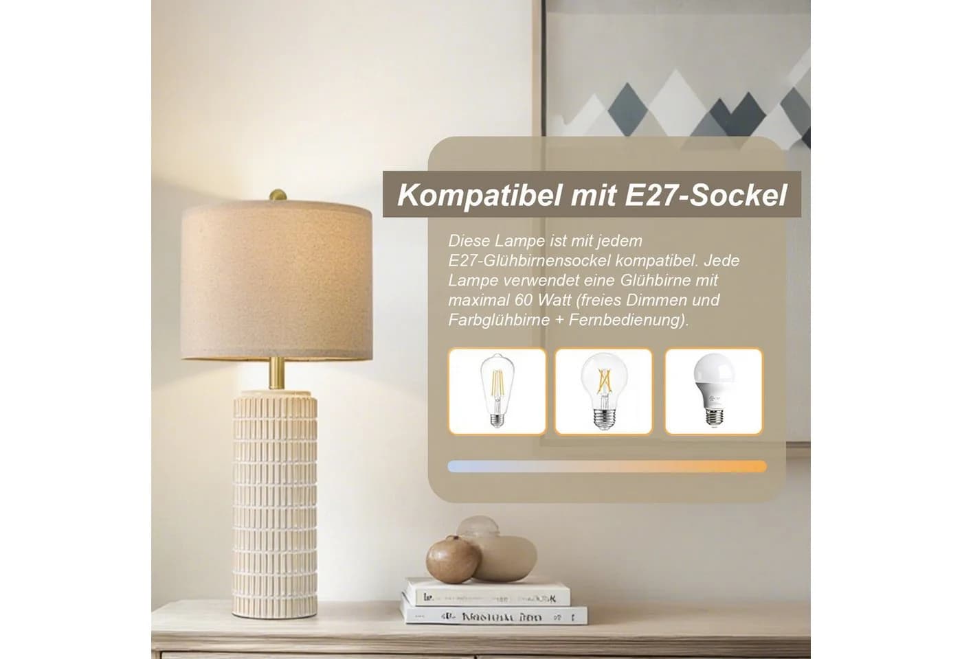 Sunicol LED Schreibtischlampe Dimmable Keramiktischlampe mit Fernbedienung, Nachtlicht, 2er Set, Leinenlampenschirm - Bild 5