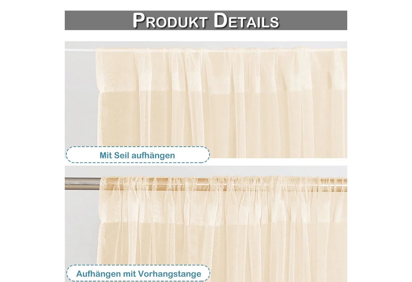 Lapalife Outdoor-Vorhang Mückenschutz Beige Polyester Stangentasche