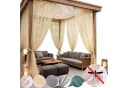 Lapalife Outdoor-Vorhang Mückenschutz Beige Polyester Stangentasche Bild 2
