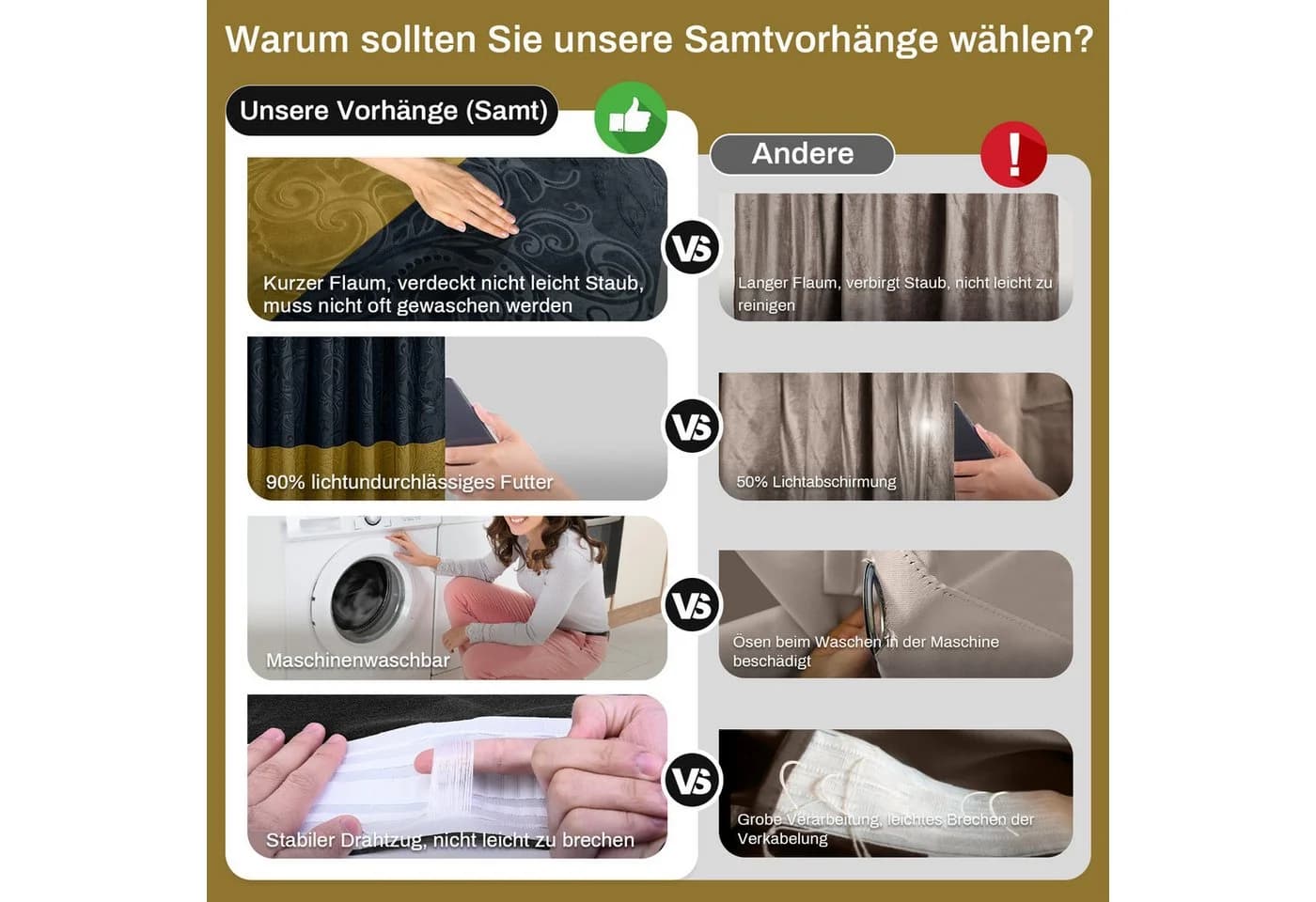 Lapalife Vorhang Samt Verdunkelnd Schwarz-Gold Blumenmuster 2er Set - Bild 3