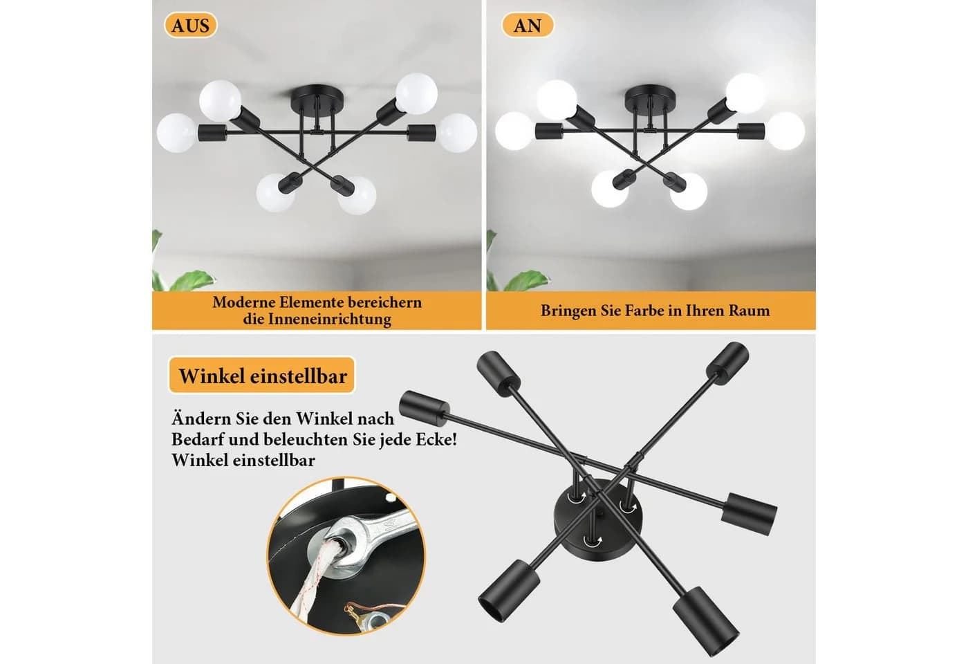 Lapalife LED Deckenleuchte Schwarz Kronleuchter 6/8 Flammig