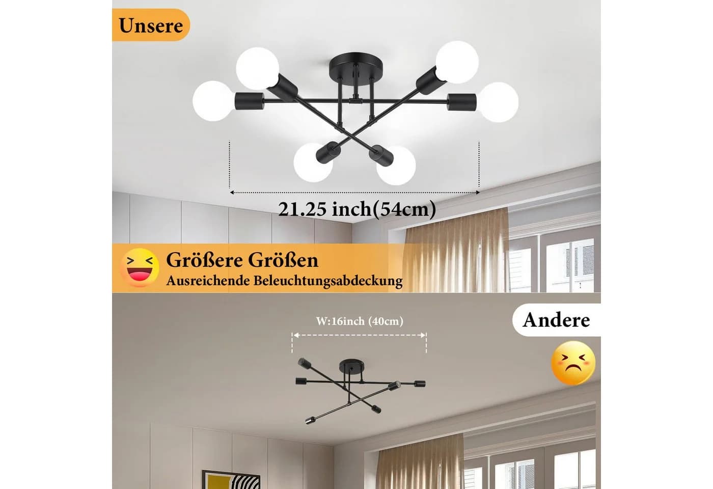 Lapalife LED Deckenleuchte Schwarz Kronleuchter 6/8 Flammig - Bild 4