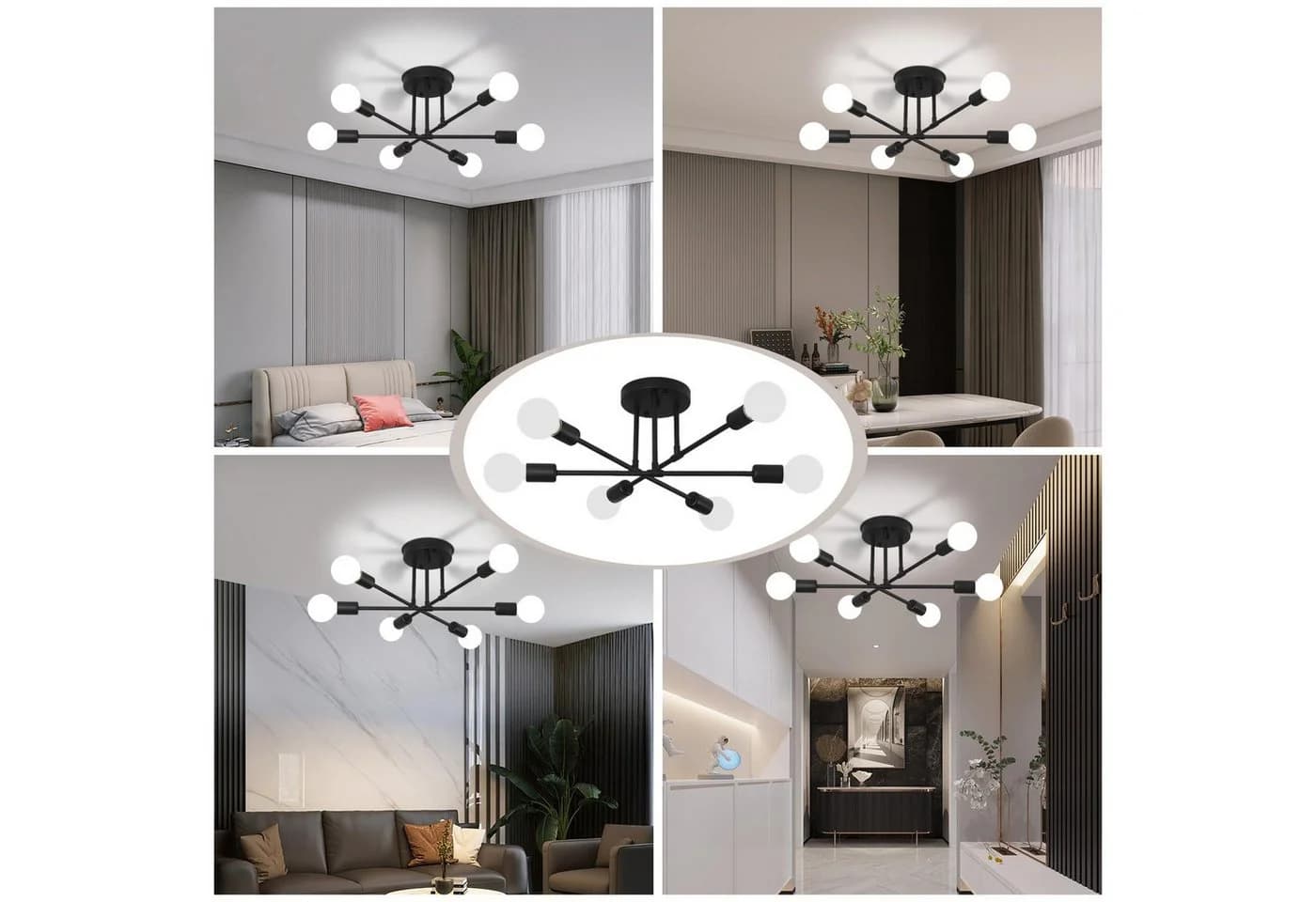 Lapalife LED Deckenleuchte Schwarz Kronleuchter 6/8 Flammig - Bild 5