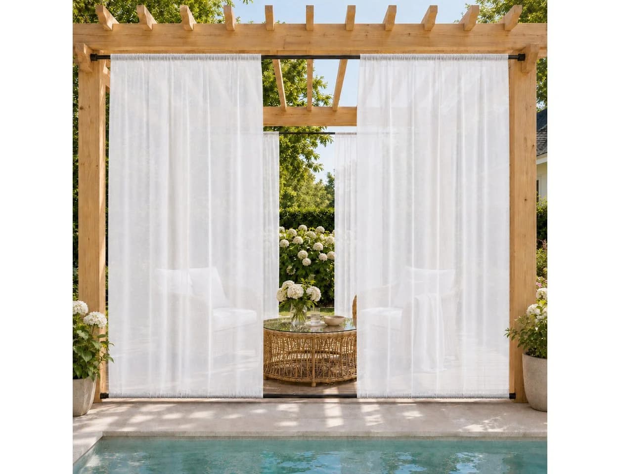 Sunicol Outdoorvorhang Transparent Weiß Sichtschutz Sonnenschutz - Bild 2