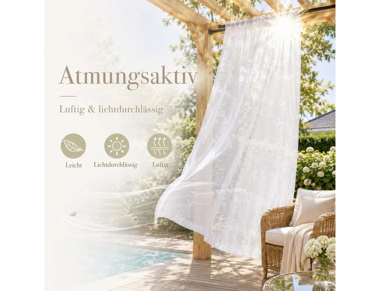 Sunicol Outdoorvorhang Transparent Weiß Sichtschutz Sonnenschutz - Bild 3