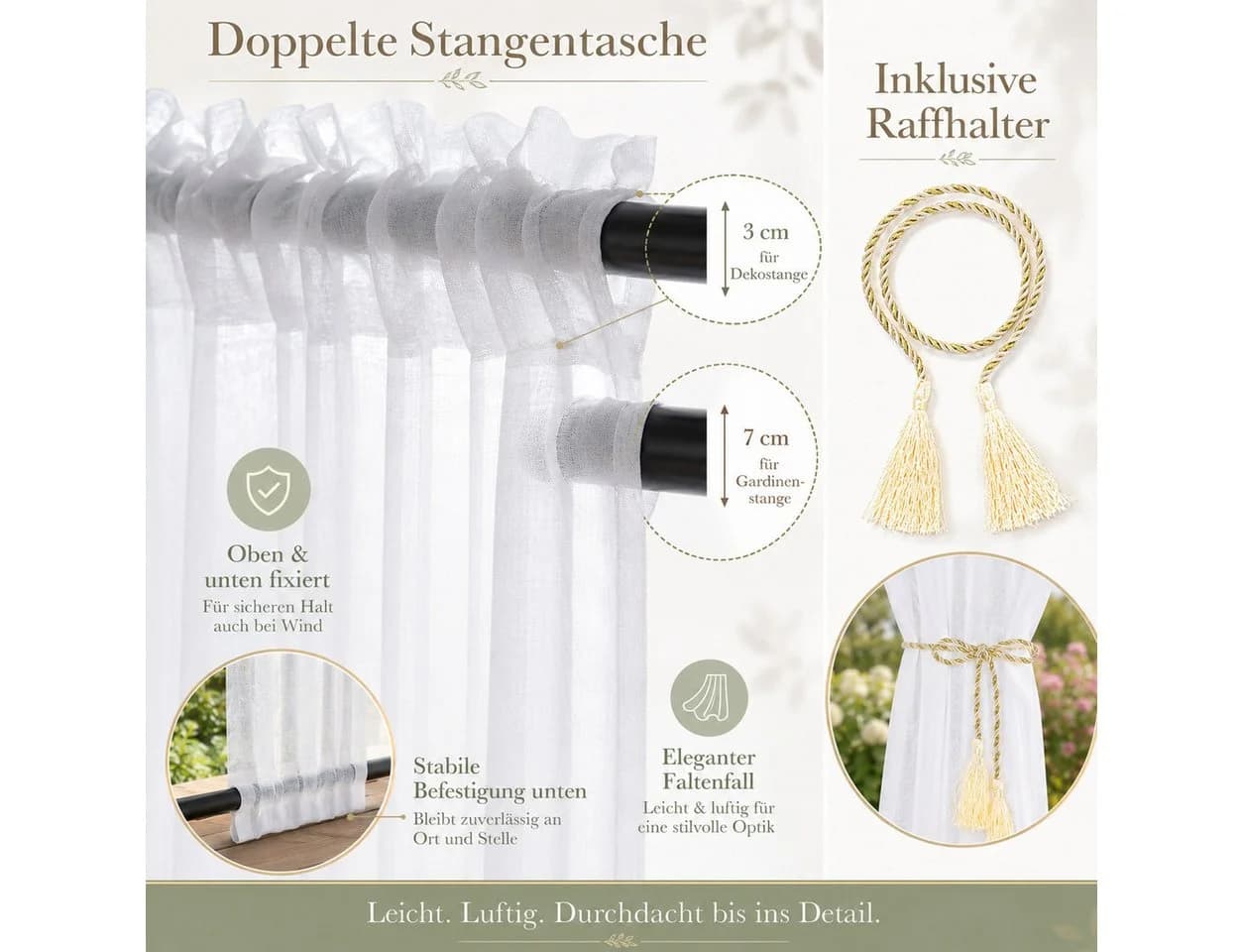 Sunicol Outdoorvorhang Transparent Weiß Sichtschutz Sonnenschutz - Bild 5