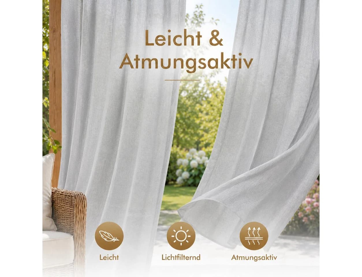 Sunicol Outdoorvorhang Transparent mit Ösen (2 St) - Bild 3