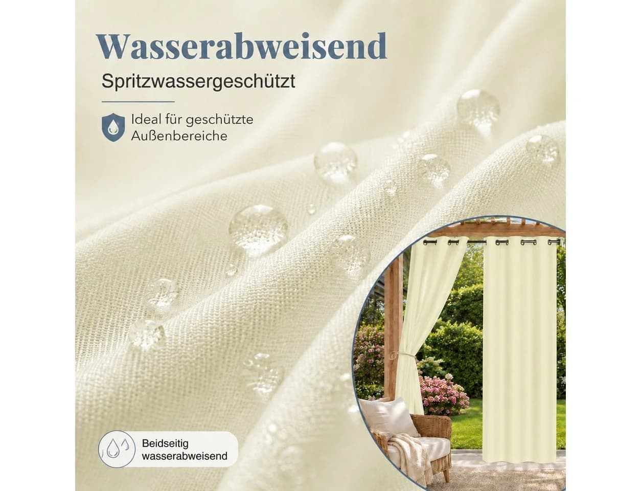 Sunicol Outdoorvorhang Transparent mit Ösen Sichtschutz