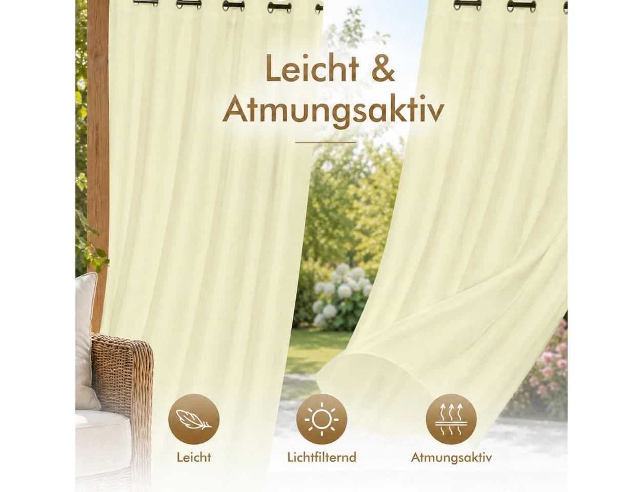 Sunicol Outdoorvorhang Transparent mit Ösen Sichtschutz - Bild 3