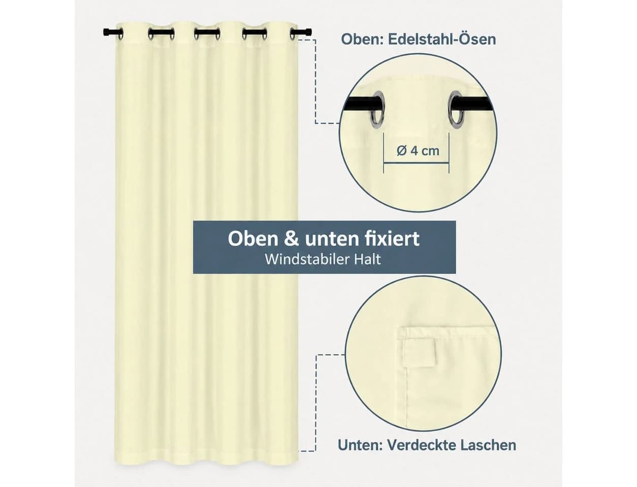 Sunicol Outdoorvorhang Transparent mit Ösen Sichtschutz - Bild 5