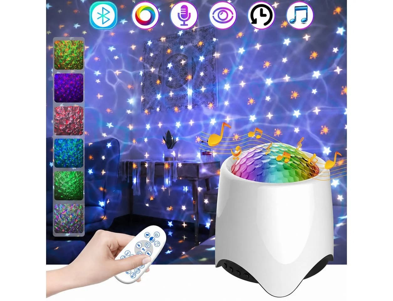 Lapamax LED Projektionslampe Sternenhimmel mit Bluetooth, Fernbedienung & Timer - Bild 2