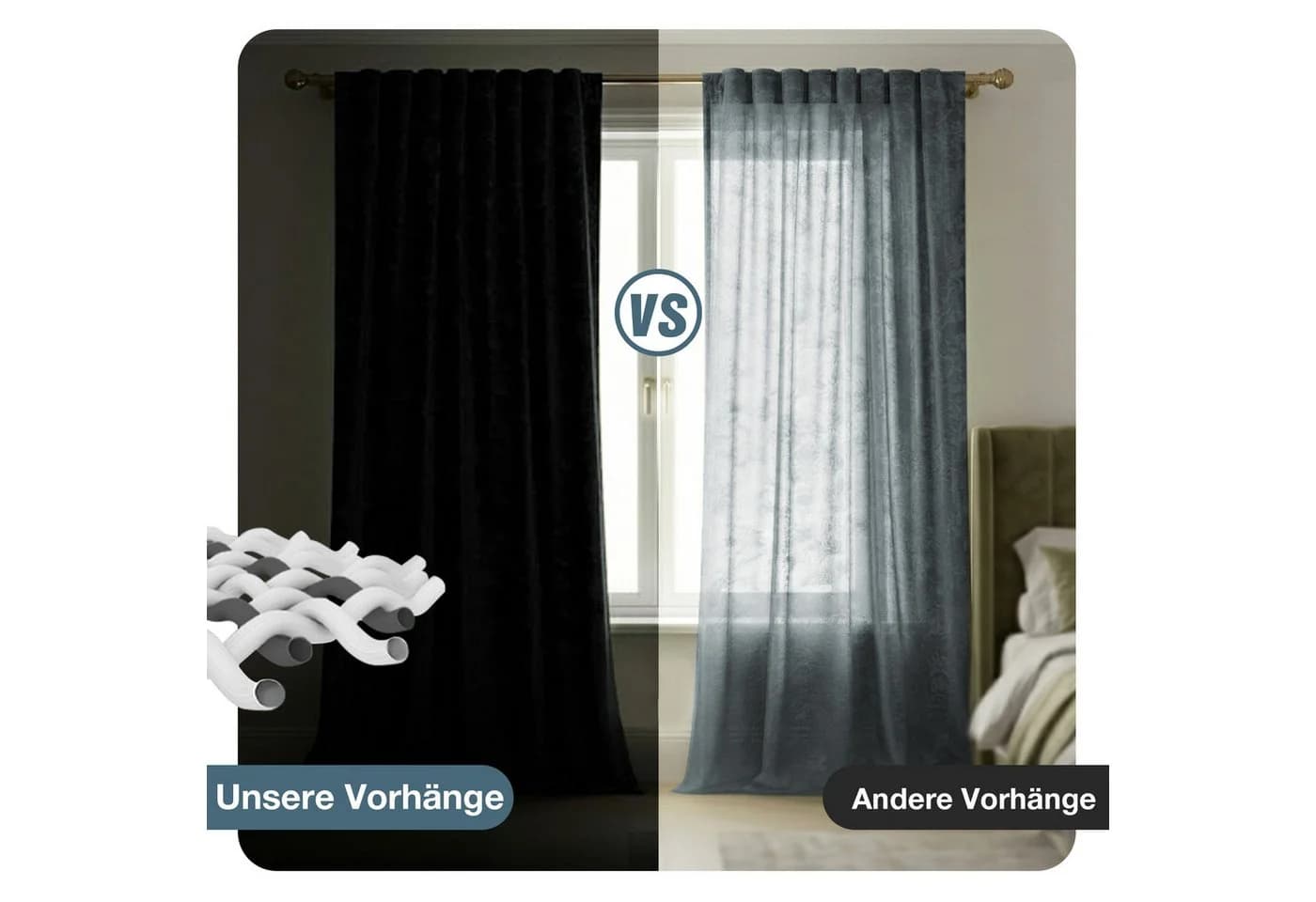 Lapamax Samt-Verdunkelungsvorhang 2er-Set Grau Goldprint - Bild 4
