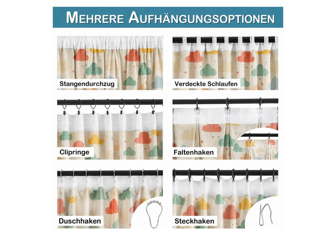 Lapamax Gardine Regenbogen 2er-Set Polyester Kinderzimmer