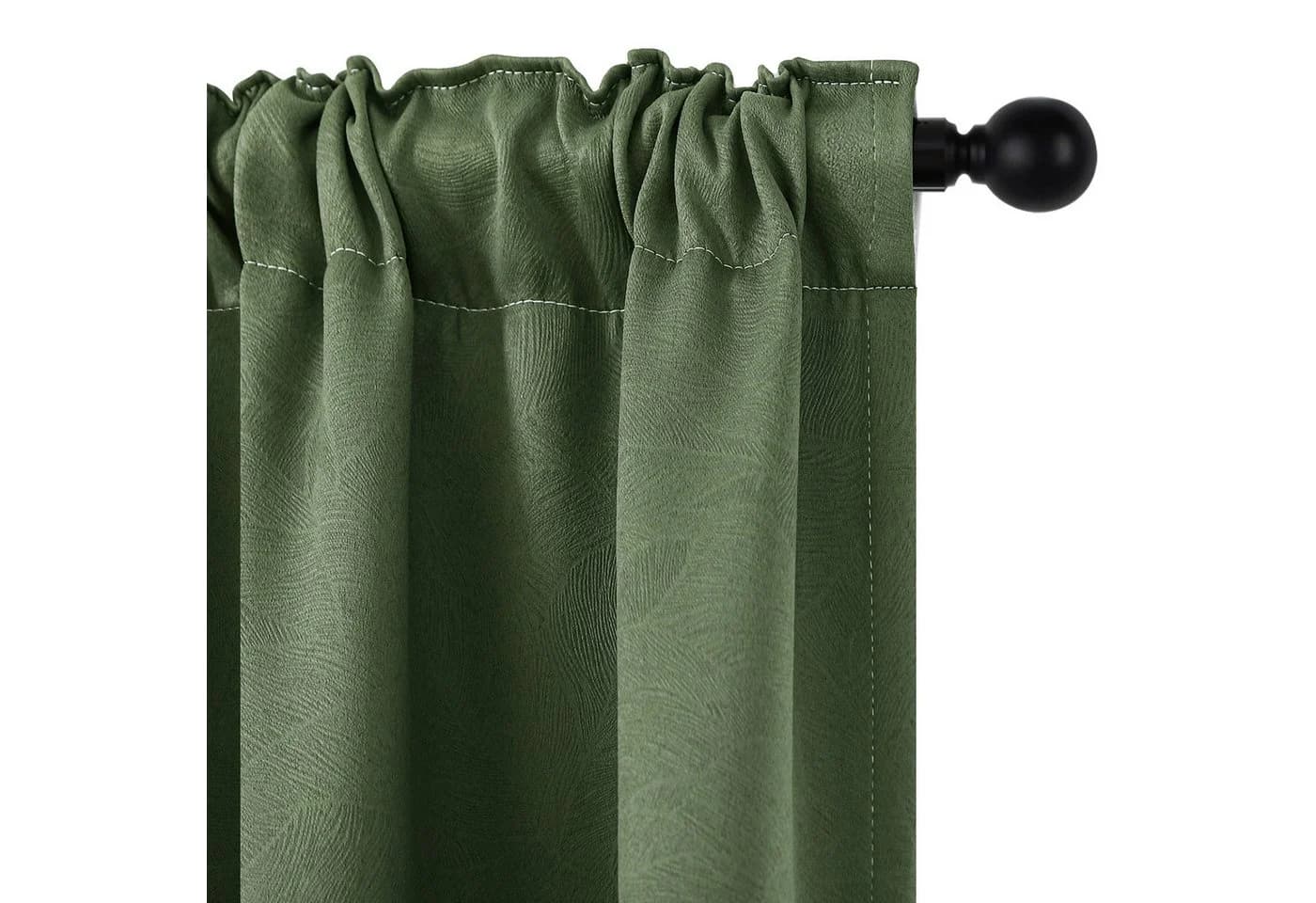 Lapamax Verdunkelungsvorhang Blumendesign Grün Kräuselband