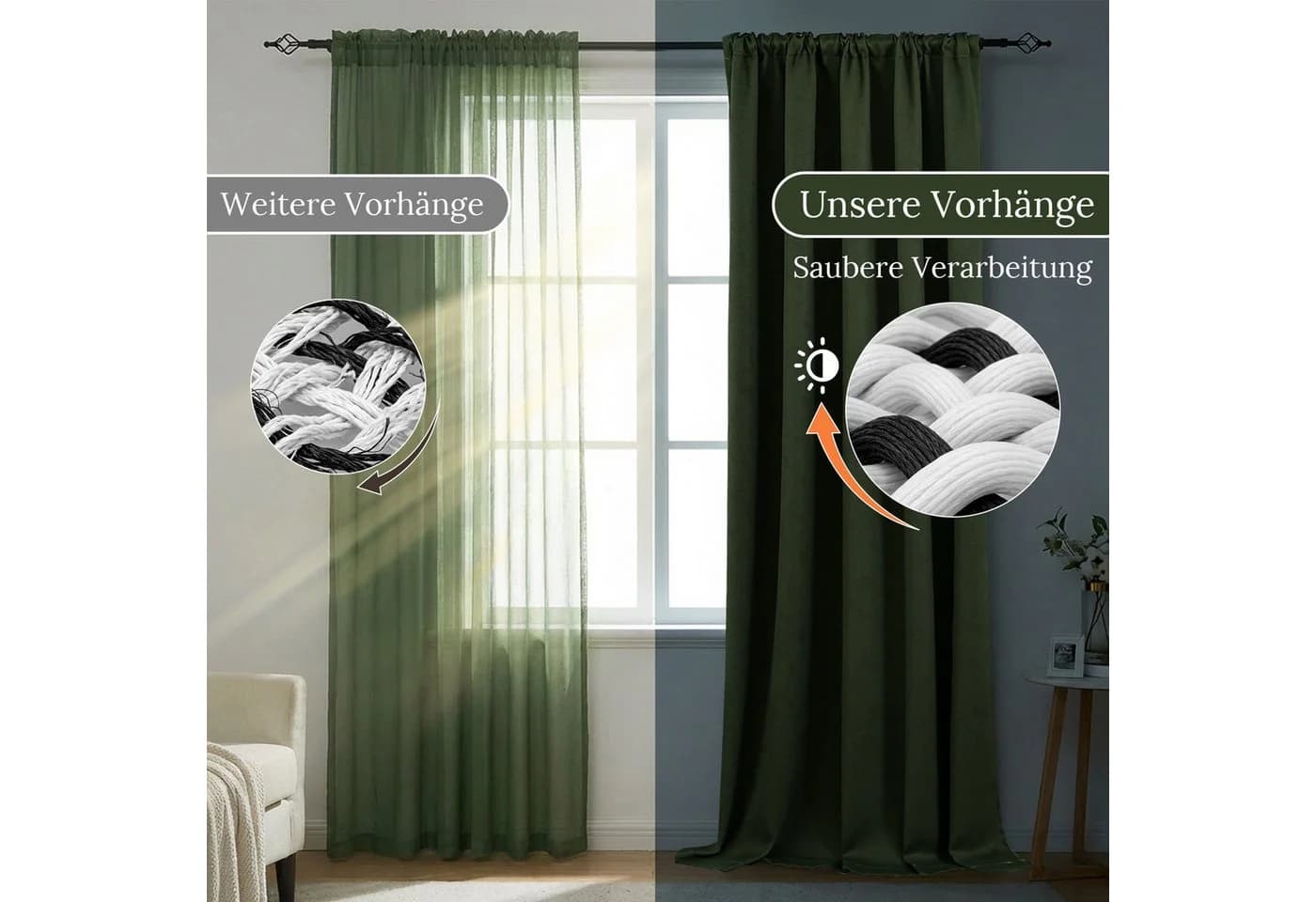 Lapamax Verdunkelungsvorhang Blumendesign Grün Kräuselband - Bild 4