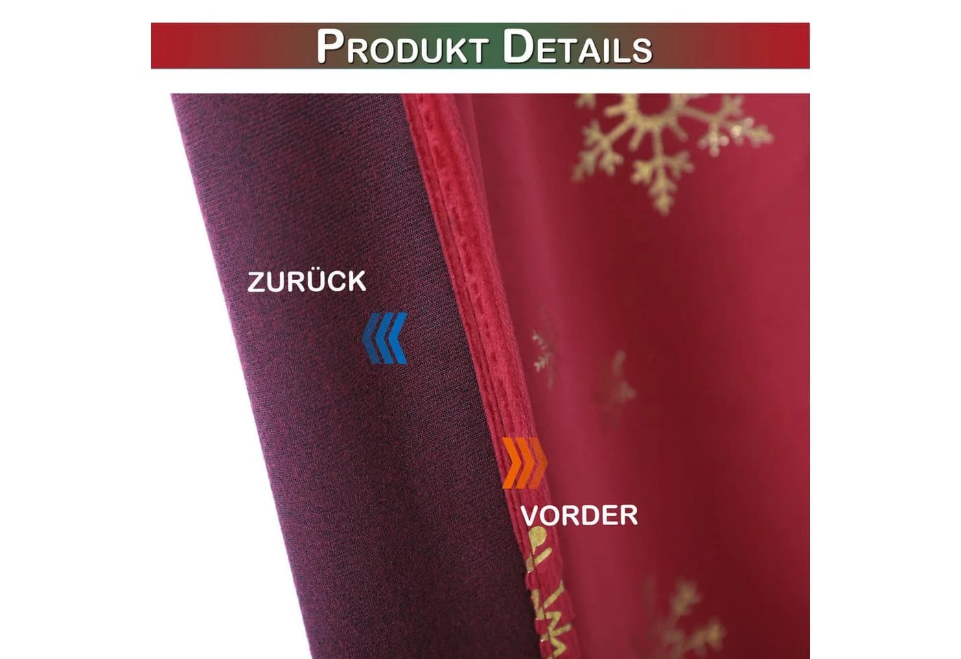 Lapamax Weihnachtsvorhang Rot Gold Thermoisoliert Verdunkelnd - Bild 5