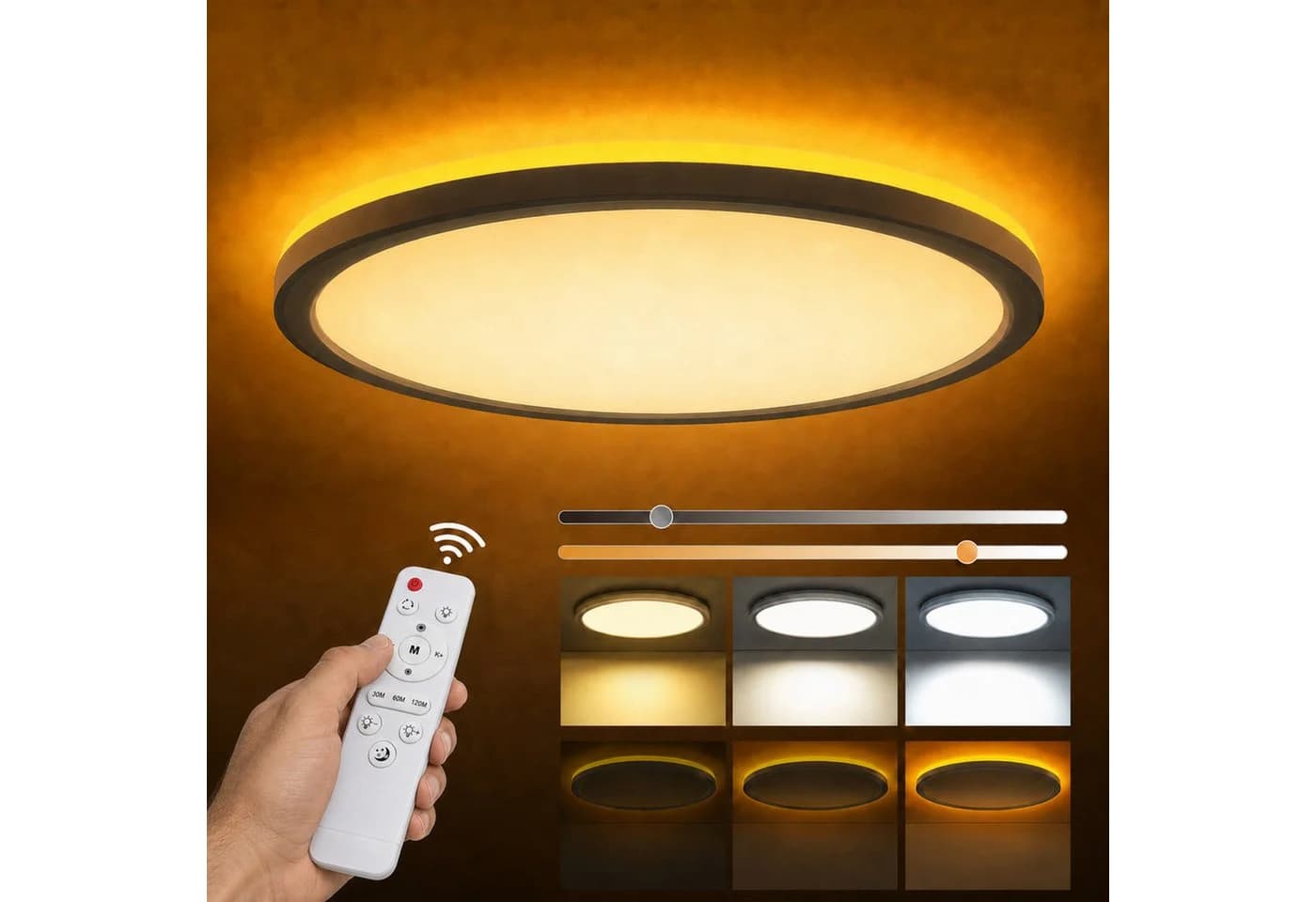 Lapamax LED Deckenleuchte Flach Dimmbar mit Fernbedienung - Bild 2